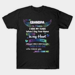 For My Grandpa In Heaven Grandpa Memorial T-Shirt